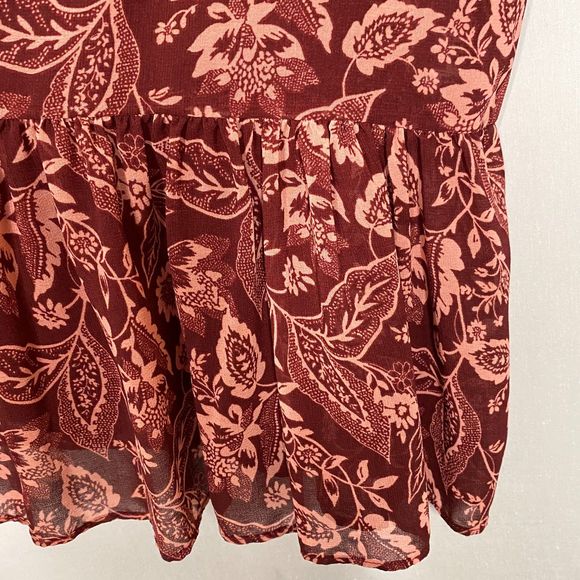 1.State Dress Large Burgundy Pink Floral Tunic Knee Length Fully Lined - Picture 5 of 10